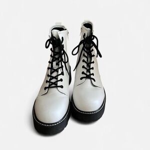 Madden Girl Black and White Combat Boots
